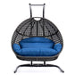 LeisureMod Wicker Hanging Double Egg Swing Chair  - EKDCH-57BR | Outdoor Porch Swings | Modishstore - 72