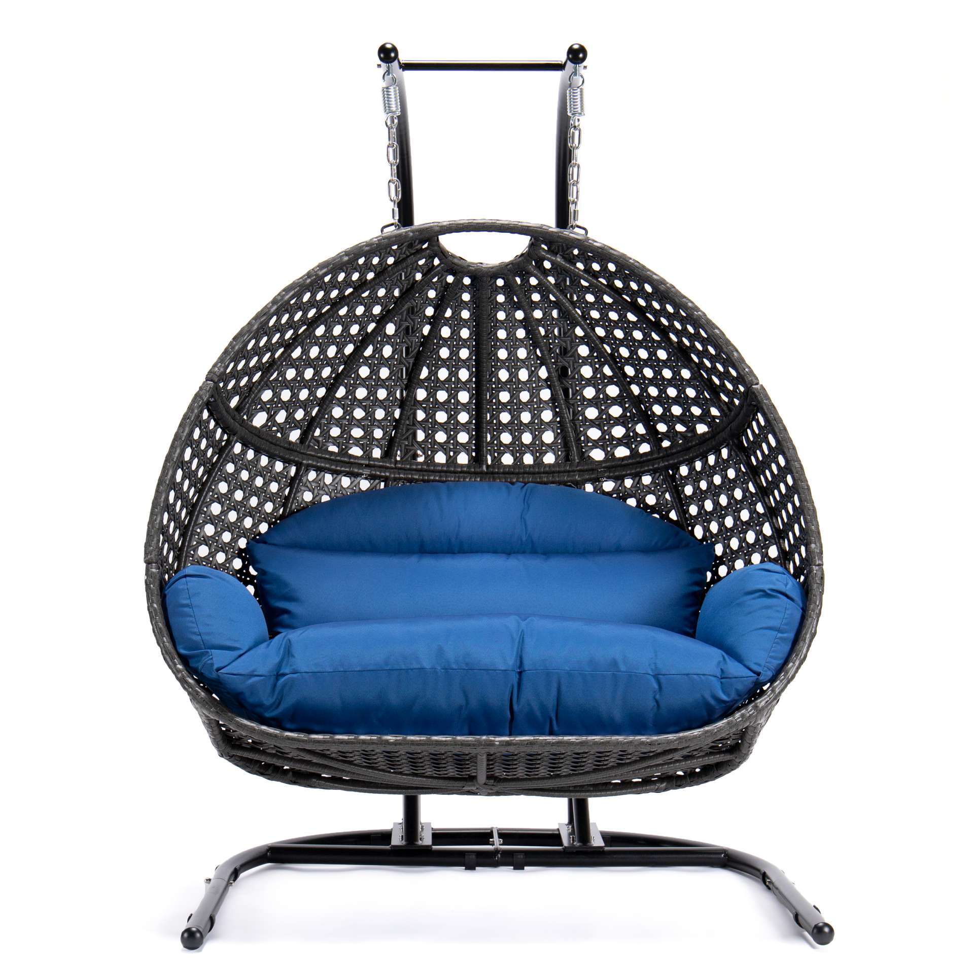 LeisureMod Wicker Hanging Double Egg Swing Chair  - EKDCH-57BR | Outdoor Porch Swings | Modishstore - 72