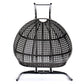 LeisureMod Wicker Hanging Double Egg Swing Chair  - EKDCH-57BR | Outdoor Porch Swings | Modishstore - 86