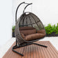LeisureMod Wicker Hanging Double Egg Swing Chair  - EKDCH-57BR | Outdoor Porch Swings | Modishstore - 91