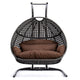 LeisureMod Wicker Hanging Double Egg Swing Chair  - EKDCH-57BR | Outdoor Porch Swings | Modishstore - 92