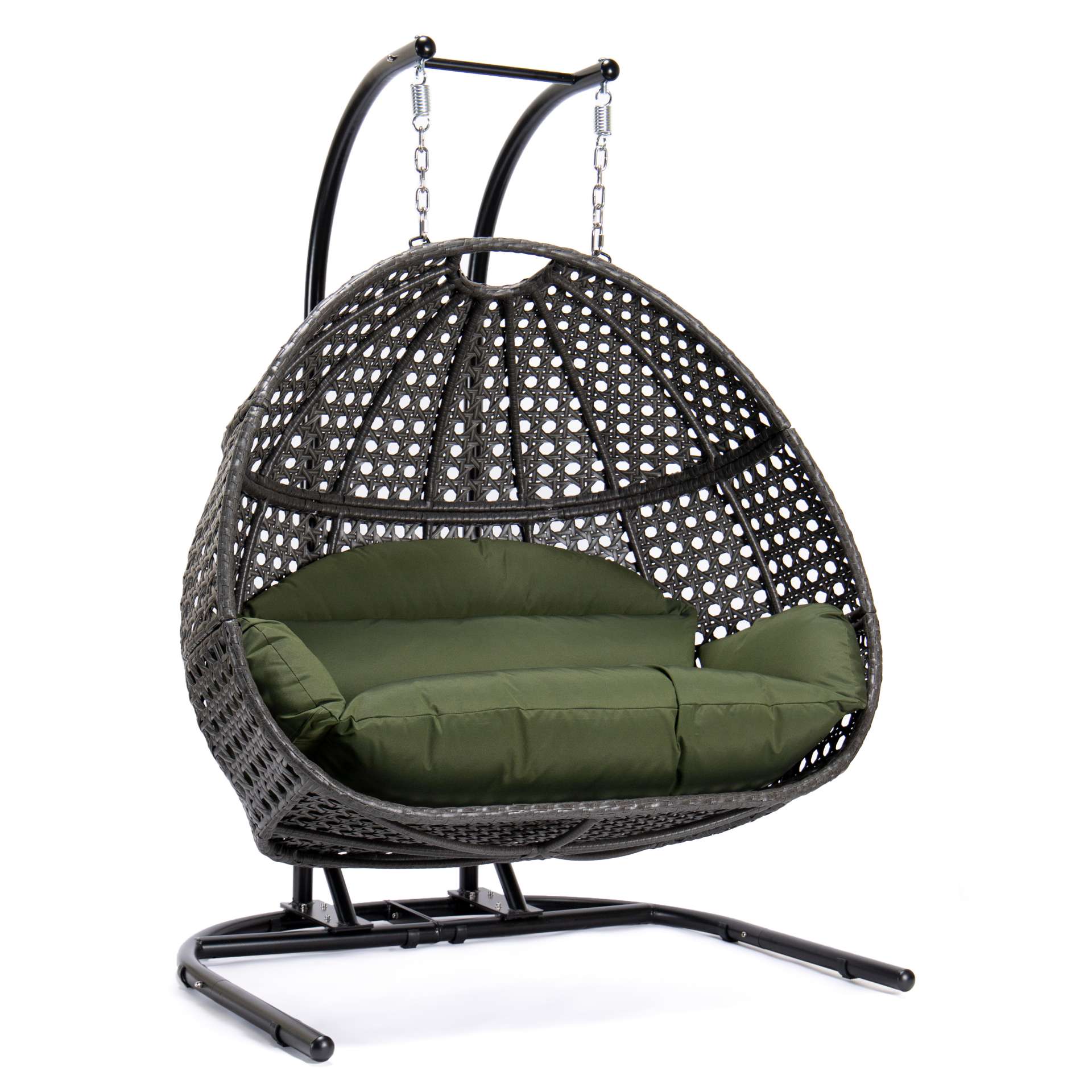 LeisureMod Wicker Hanging Double Egg Swing Chair  - EKDCH-57BR | Outdoor Porch Swings | Modishstore - 19
