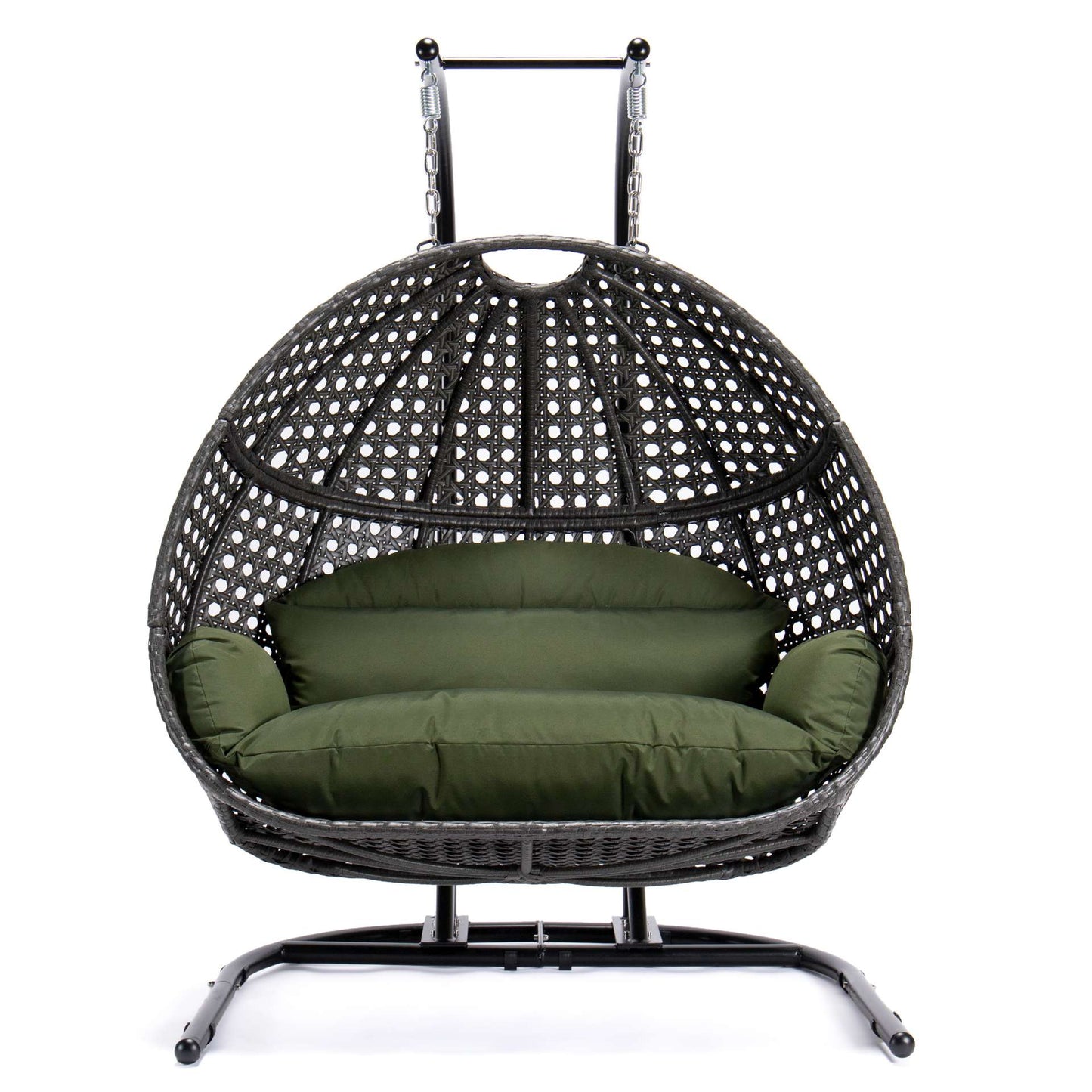 LeisureMod Wicker Hanging Double Egg Swing Chair  - EKDCH-57BR | Outdoor Porch Swings | Modishstore - 18