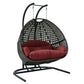 LeisureMod Wicker Hanging Double Egg Swing Chair  - EKDCH-57BR | Outdoor Porch Swings | Modishstore - 59