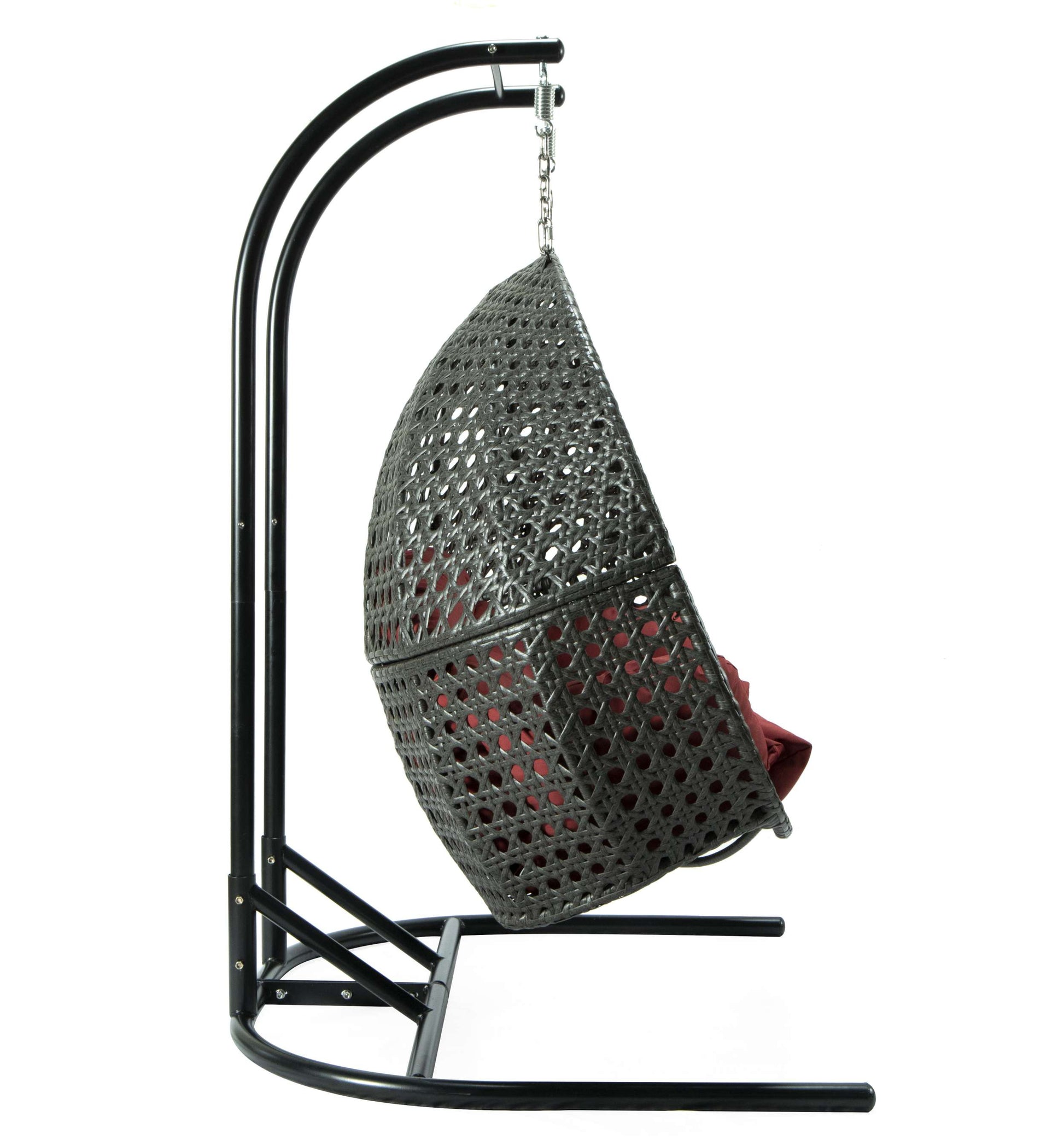 LeisureMod Wicker Hanging Double Egg Swing Chair  - EKDCH-57BR | Outdoor Porch Swings | Modishstore - 54