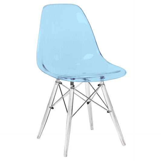 LeisureMod Dover Molded Side Chair with Acrylic Base - EPC19TBU | Dining Chairs | Modishstore