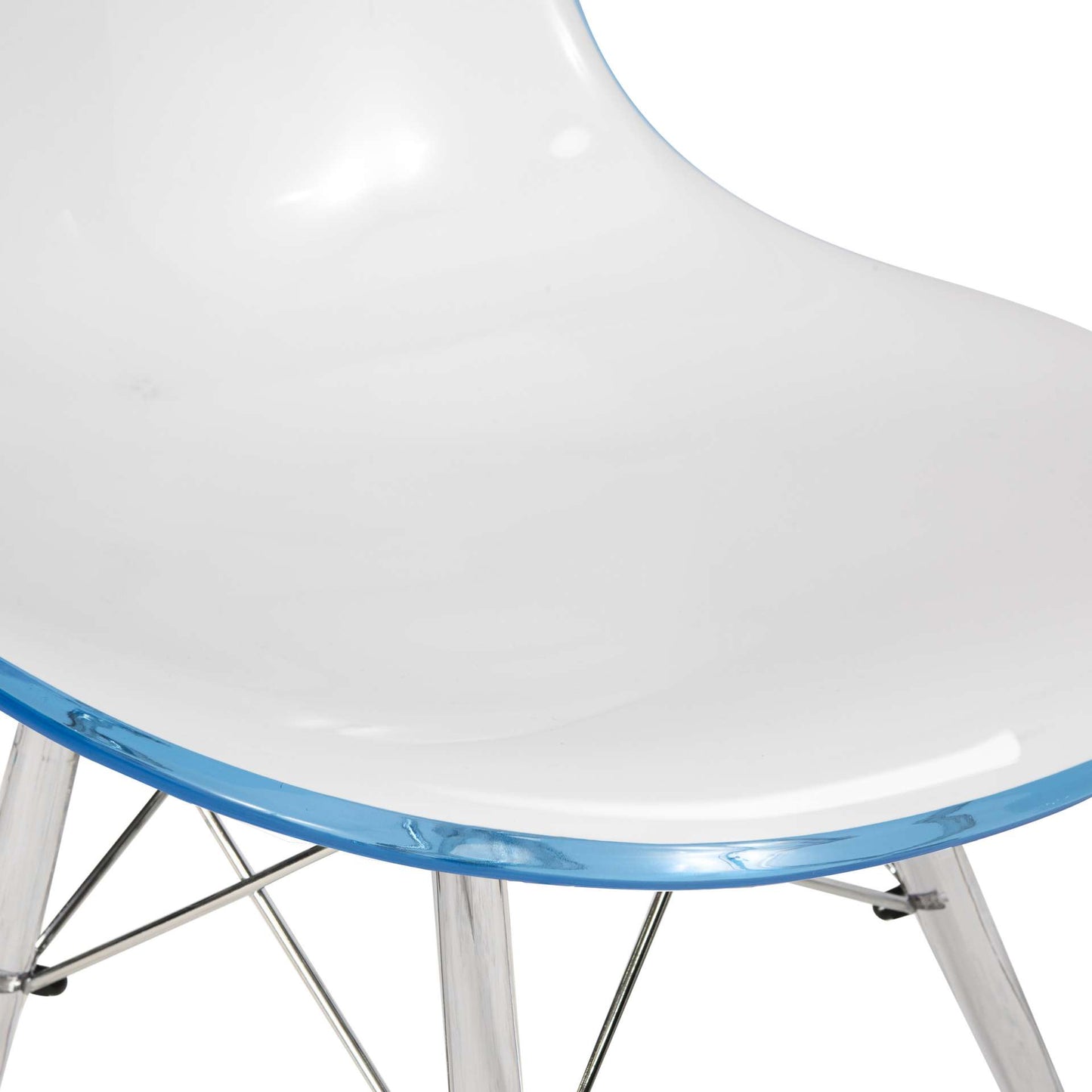 LeisureMod Dover Molded Side Chair with Acrylic Base - EPC19WBU | Dining Chairs | Modishstore - 3