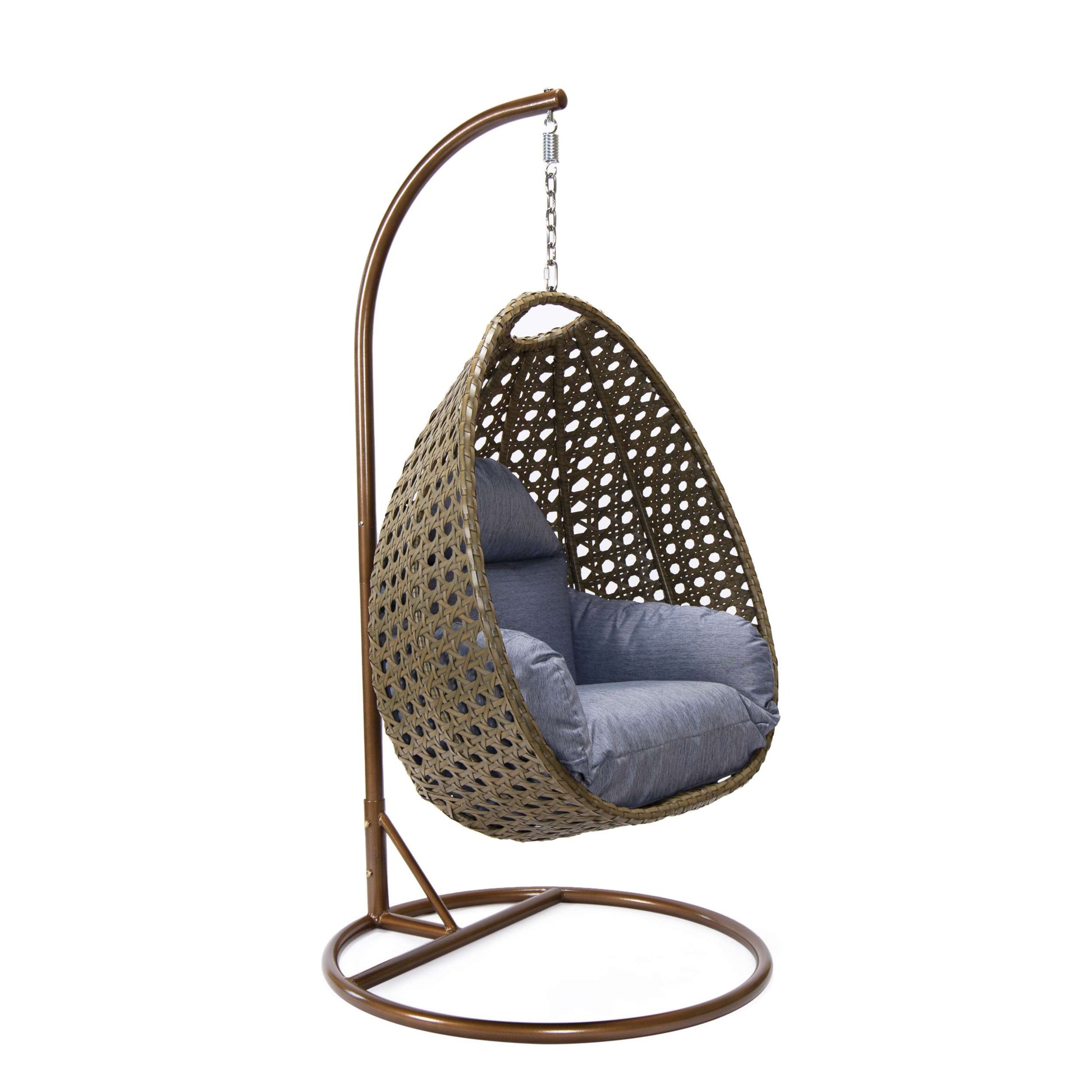 LeisureMod Beige Wicker Hanging Egg Swing Chair | Outdoor Porch Swings | Modishstore - 30