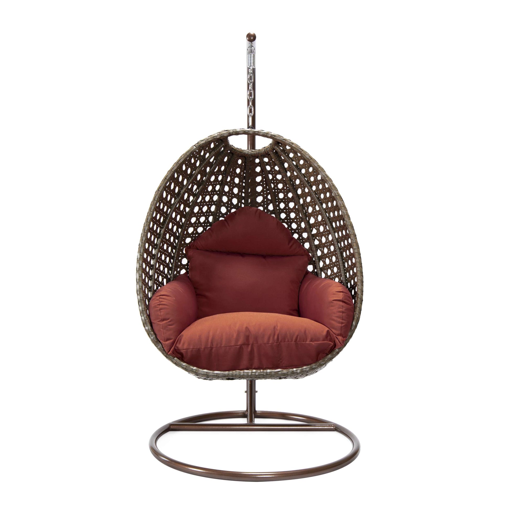 LeisureMod Beige Wicker Hanging Egg Swing Chair | Outdoor Porch Swings | Modishstore - 46