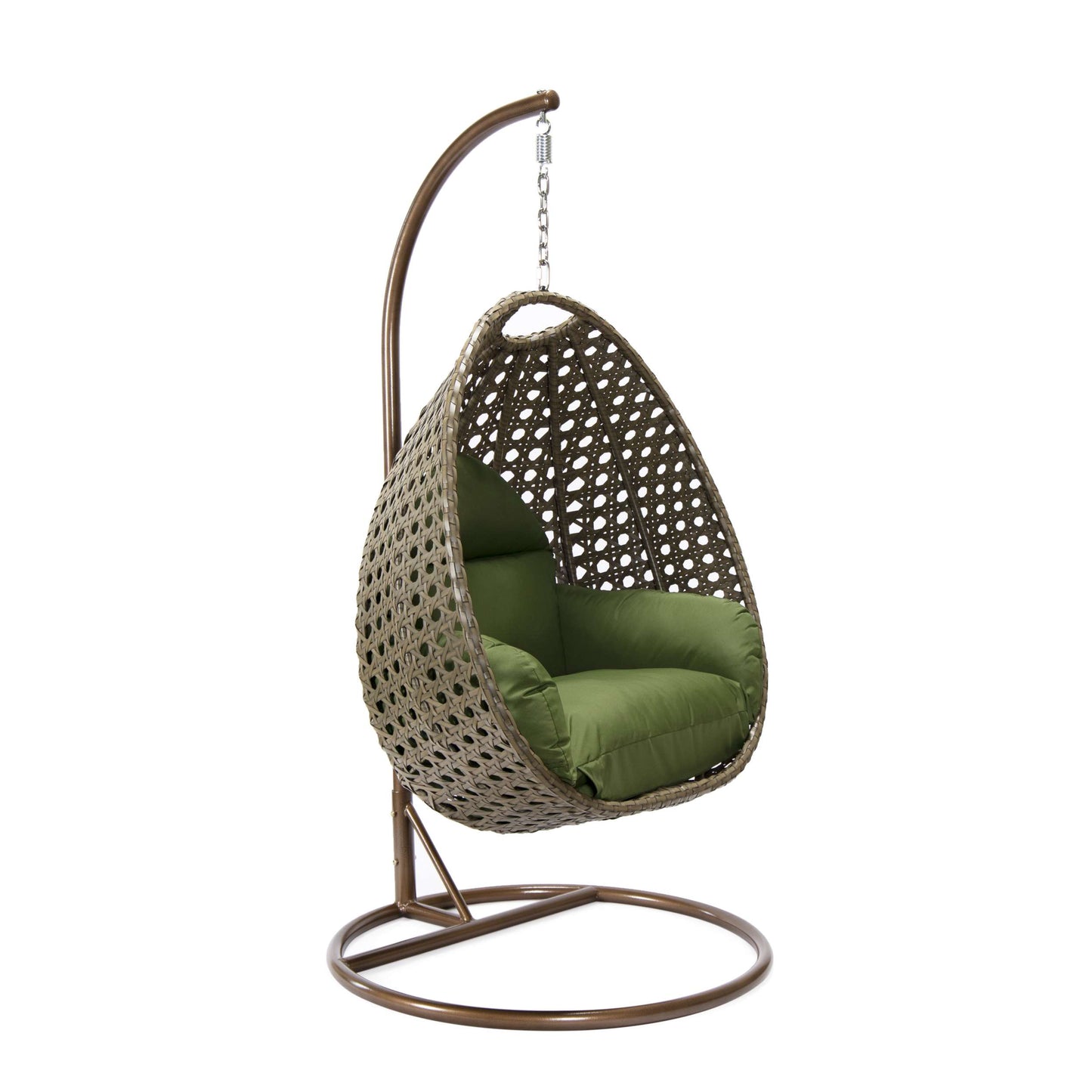 LeisureMod Beige Wicker Hanging Egg Swing Chair | Outdoor Porch Swings | Modishstore - 60