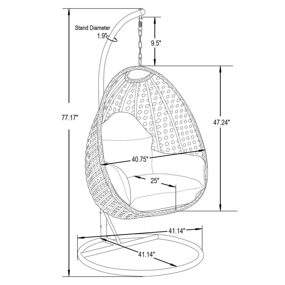 LeisureMod Beige Wicker Hanging Egg Swing Chair | Outdoor Porch Swings | Modishstore - 51