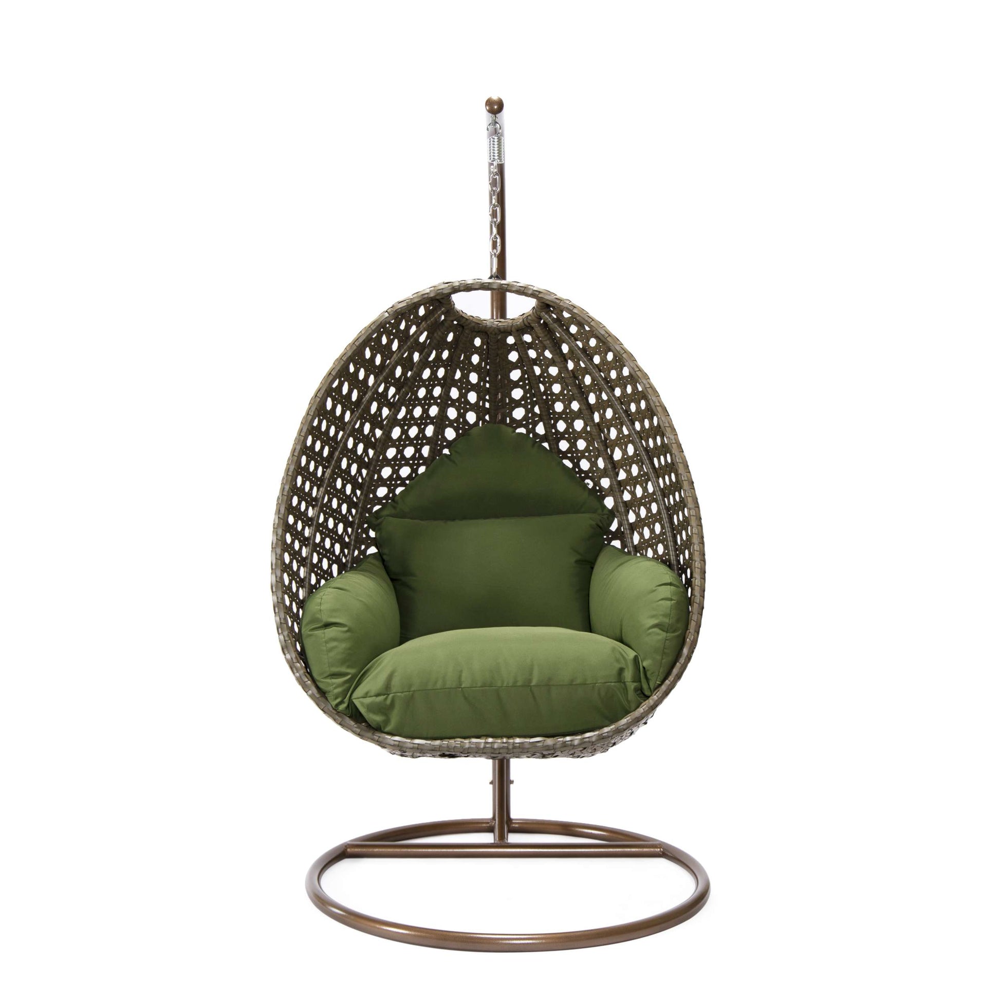 LeisureMod Beige Wicker Hanging Egg Swing Chair | Outdoor Porch Swings | Modishstore - 58