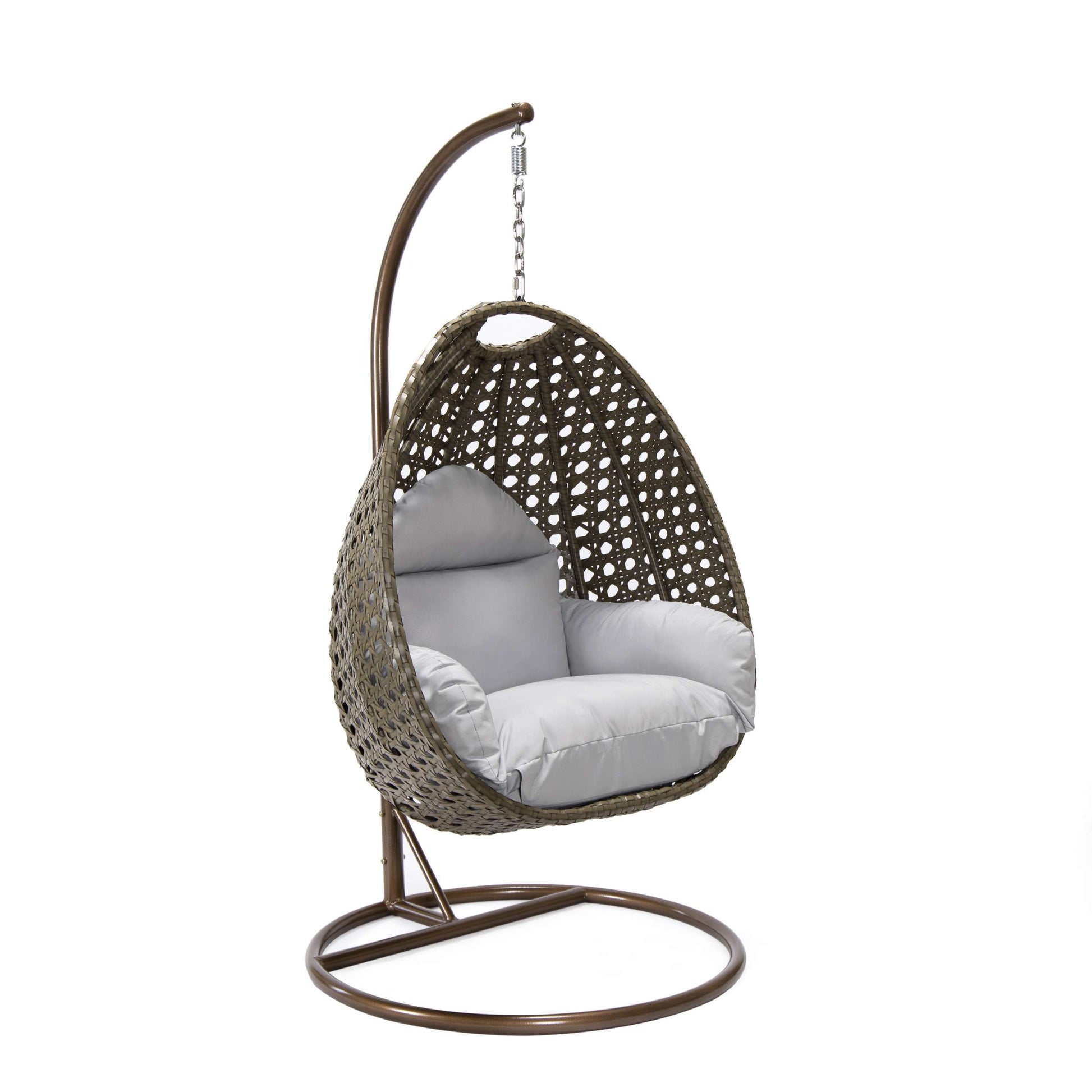 LeisureMod Beige Wicker Hanging Egg Swing Chair | Outdoor Porch Swings | Modishstore - 77