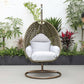 LeisureMod Beige Wicker Hanging Egg Swing Chair | Outdoor Porch Swings | Modishstore - 72
