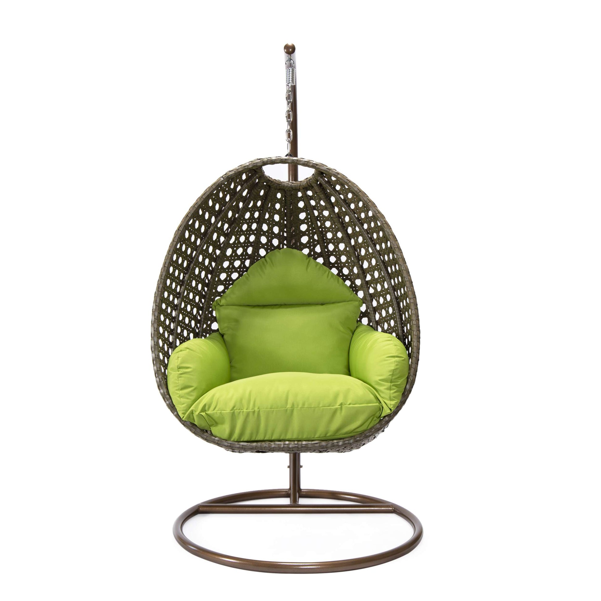 LeisureMod Beige Wicker Hanging Egg Swing Chair | Outdoor Porch Swings | Modishstore - 65