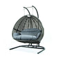 LeisureMod Wicker Hanging Double Egg Swing Chair  - ESCU57CBU | Outdoor Porch Swings | Modishstore - 2