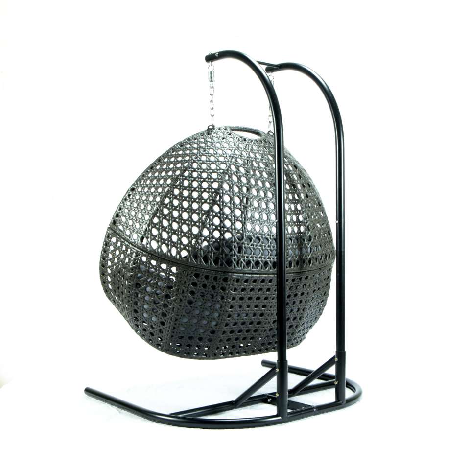 LeisureMod Wicker Hanging Double Egg Swing Chair  - ESCU57CBU | Outdoor Porch Swings | Modishstore - 4