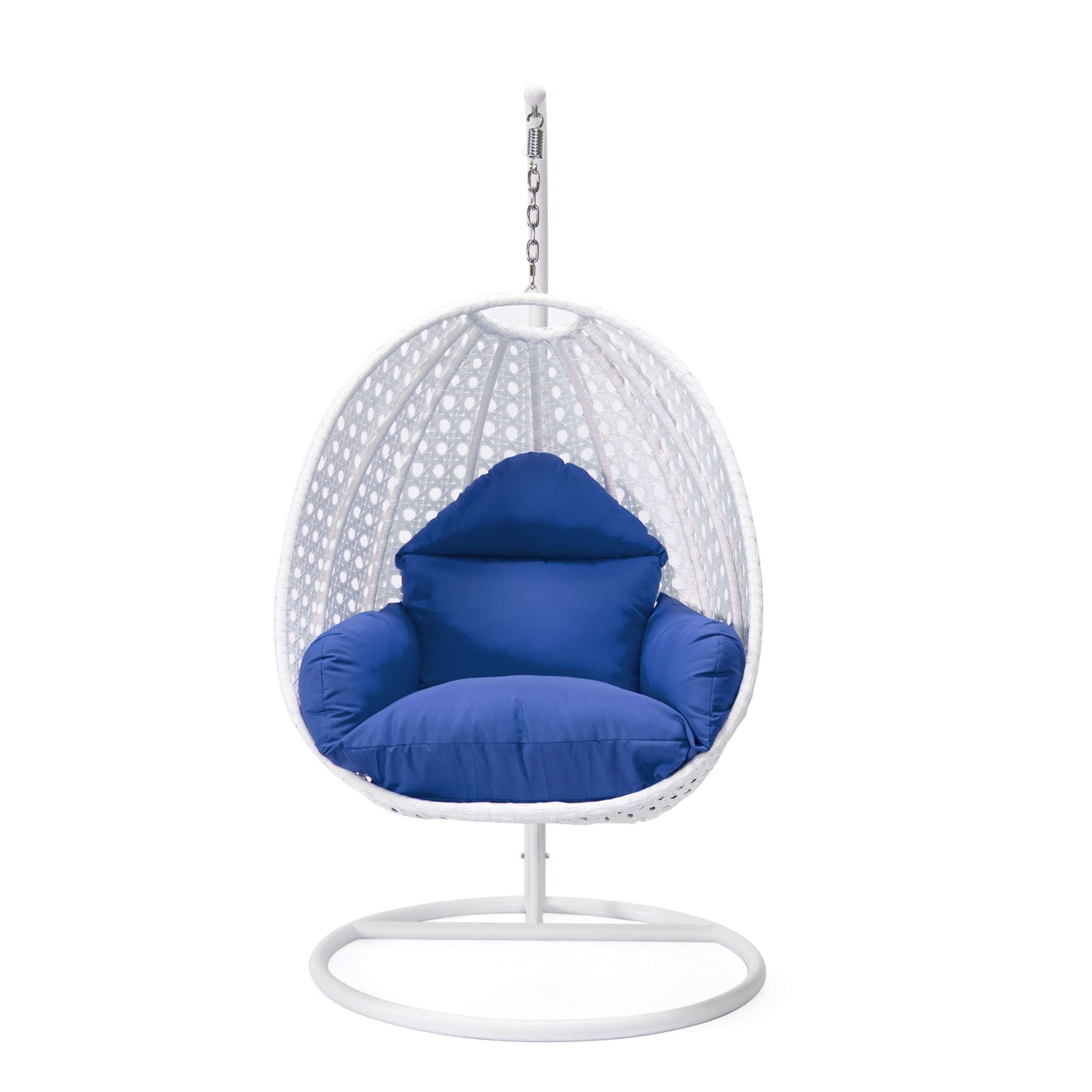 LeisureMod White Wicker Hanging Egg Swing Chair | Outdoor Porch Swings | Modishstore - 15
