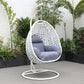 LeisureMod White Wicker Hanging Egg Swing Chair | Outdoor Porch Swings | Modishstore - 30