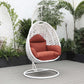 LeisureMod White Wicker Hanging Egg Swing Chair | Outdoor Porch Swings | Modishstore - 40