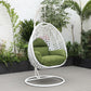 LeisureMod White Wicker Hanging Egg Swing Chair | Outdoor Porch Swings | Modishstore - 49