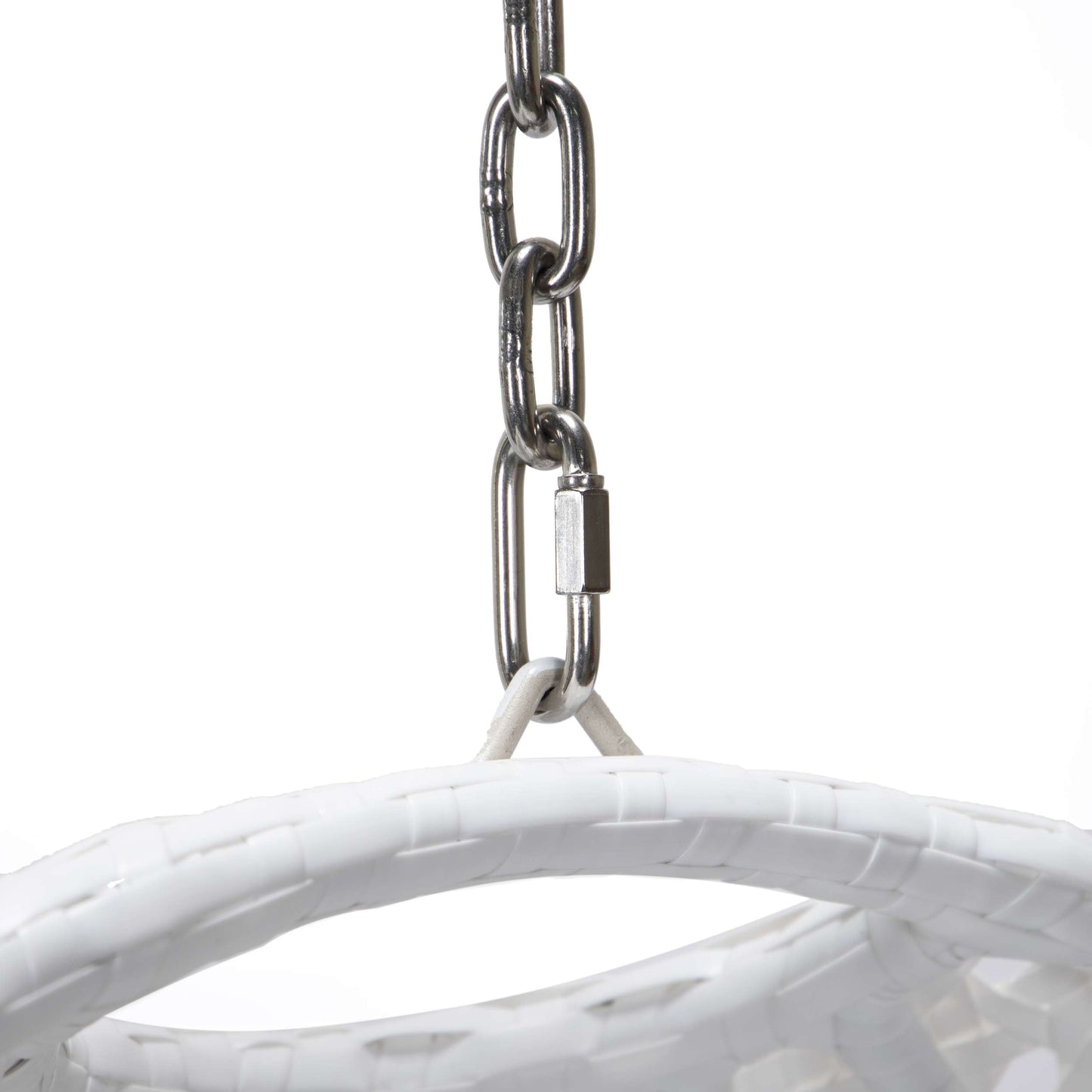 LeisureMod White Wicker Hanging Egg Swing Chair | Outdoor Porch Swings | Modishstore - 45