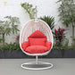 LeisureMod White Wicker Hanging Egg Swing Chair | Outdoor Porch Swings | Modishstore - 80