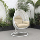 LeisureMod White Wicker Hanging Egg Swing Chair | Outdoor Porch Swings | Modishstore - 89