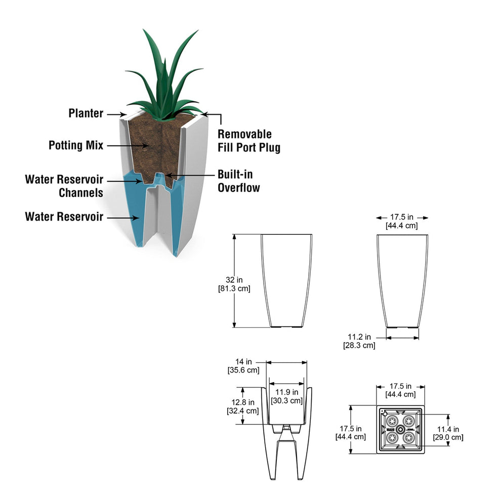 ZZ Plant in Cascade Planter, Black Satin By Gold Leaf | Planters, Troughs & Cachepots | Modishstore - 5
