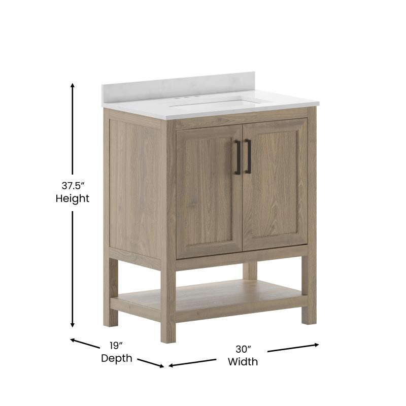 Vega 30 Inch Bathroom Vanity with Sink Combo By Flash Furniture
