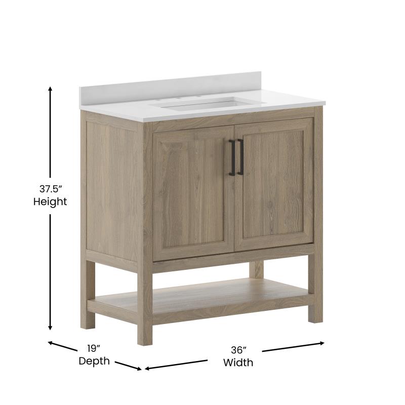 Vega 36 Inch Bathroom Vanity with Sink Combo By Flash Furniture | Bathroom Accessories | Modishstore - 28
