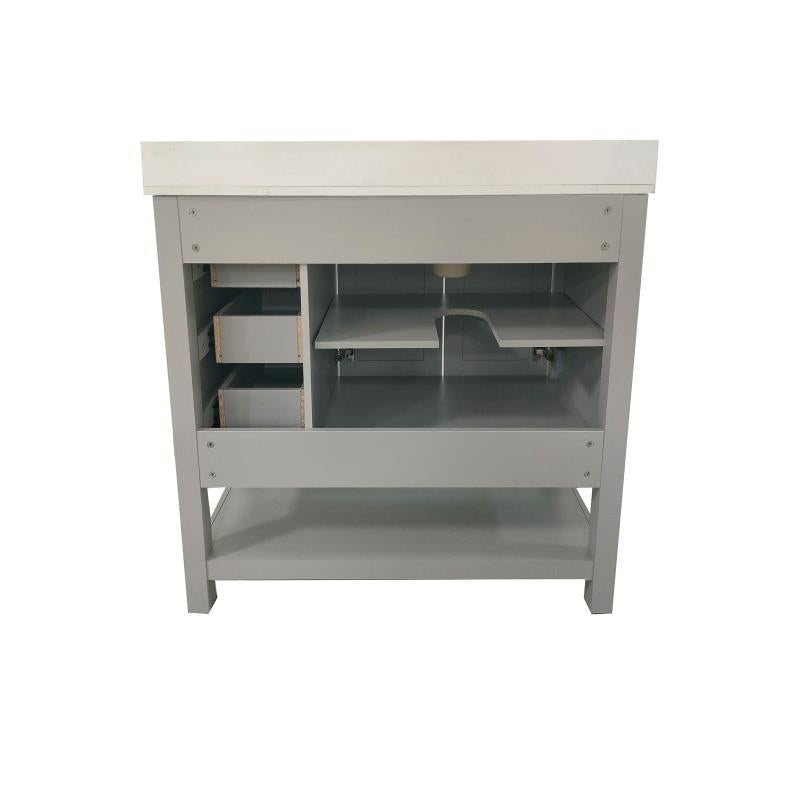 Vega 36 Inch Bathroom Vanity with Sink Open Shelf and 3 Drawers By Flash Furniture | Bathroom Accessories | Modishstore - 14