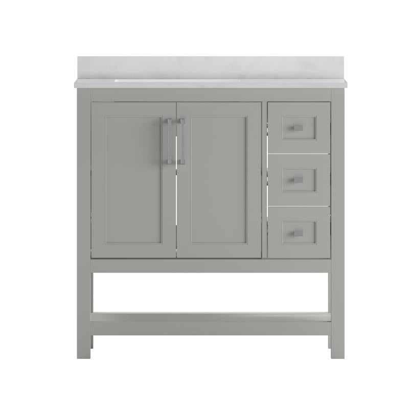 Vega 36 Inch Bathroom Vanity with Sink Open Shelf and 3 Drawers By Flash Furniture | Bathroom Accessories | Modishstore - 12