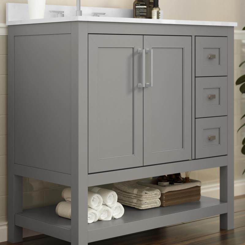 Vega 36 Inch Bathroom Vanity with Sink Open Shelf and 3 Drawers By Flash Furniture | Bathroom Accessories | Modishstore - 20
