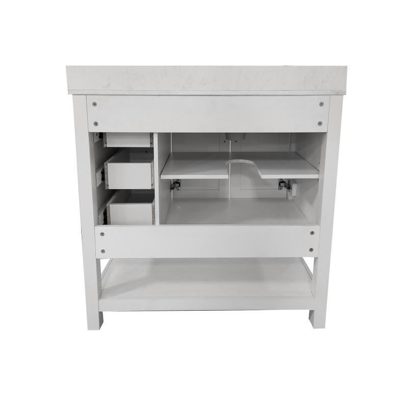 Vega 36 Inch Bathroom Vanity with Sink Open Shelf and 3 Drawers By Flash Furniture | Bathroom Accessories | Modishstore - 4