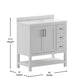 Vega 36 Inch Bathroom Vanity with Sink Open Shelf and 3 Drawers By Flash Furniture