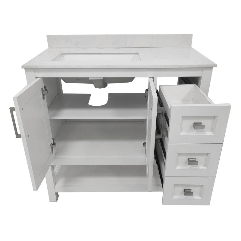 Vega 36 Inch Bathroom Vanity with Sink Open Shelf and 3 Drawers By Flash Furniture | Bathroom Accessories | Modishstore - 6