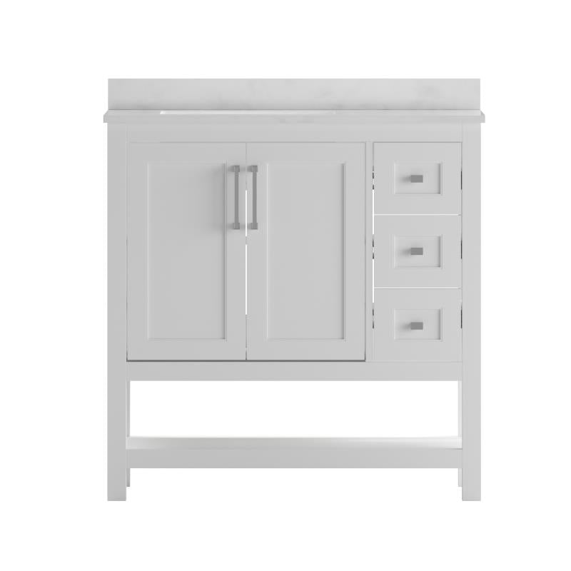 Vega 36 Inch Bathroom Vanity with Sink Open Shelf and 3 Drawers By Flash Furniture | Bathroom Accessories | Modishstore - 2