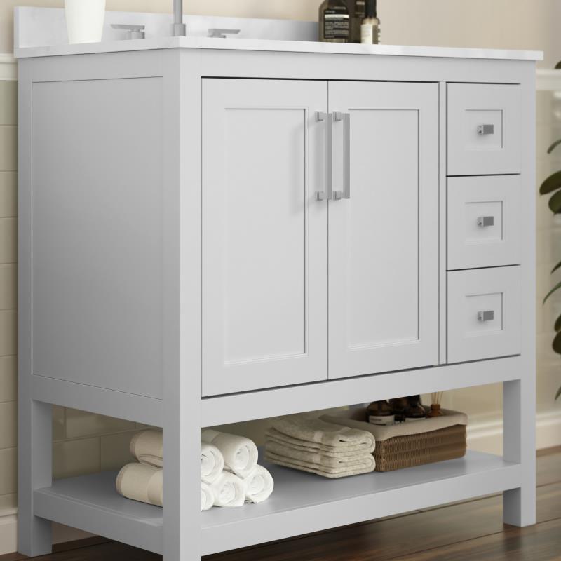 Vega 36 Inch Bathroom Vanity with Sink Open Shelf and 3 Drawers By Flash Furniture | Bathroom Accessories | Modishstore - 10