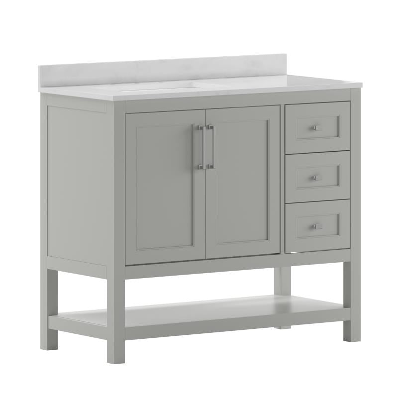 Vega 42 Inch Bathroom Vanity with Sink Open Shelf and 3 Drawers By Flash Furniture | Bathroom Accessories | Modishstore - 18