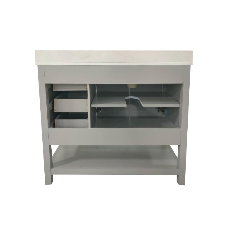 Vega 42 Inch Bathroom Vanity with Sink Open Shelf and 3 Drawers By Flash Furniture | Bathroom Accessories | Modishstore - 14