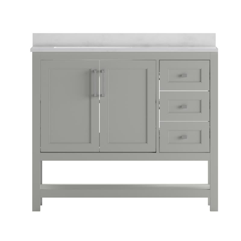 Vega 42 Inch Bathroom Vanity with Sink Open Shelf and 3 Drawers By Flash Furniture | Bathroom Accessories | Modishstore - 12