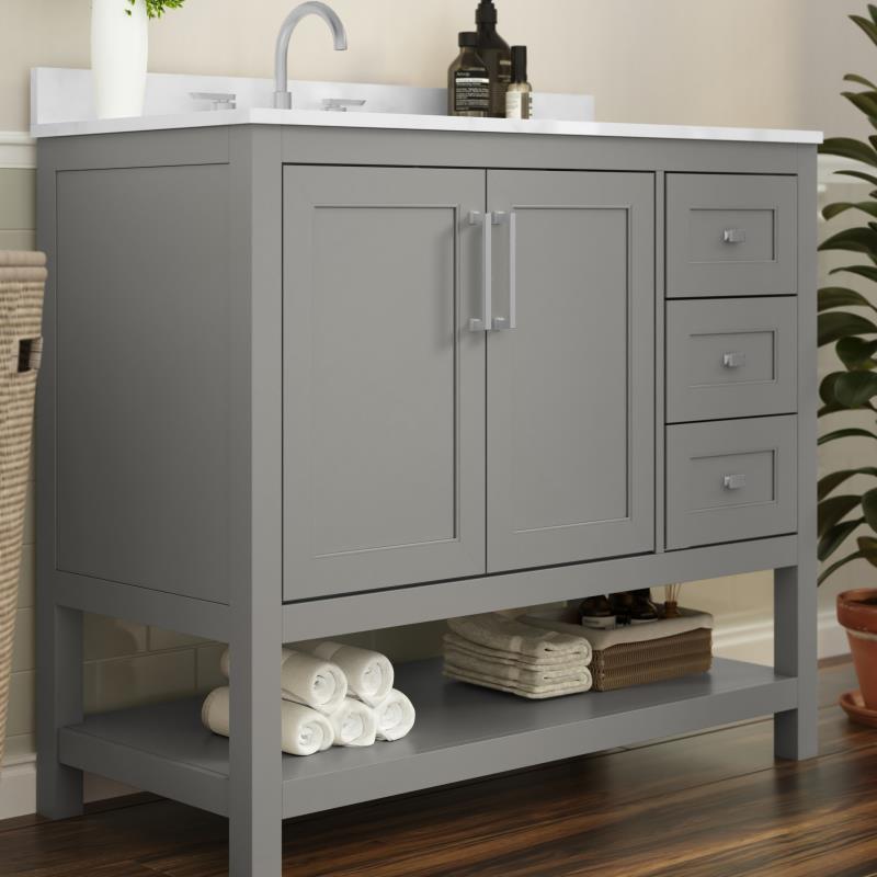 Vega 42 Inch Bathroom Vanity with Sink Open Shelf and 3 Drawers By Flash Furniture | Bathroom Accessories | Modishstore - 20