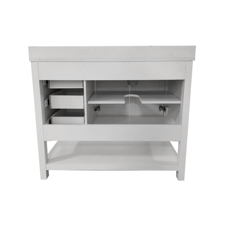 Vega 42 Inch Bathroom Vanity with Sink Open Shelf and 3 Drawers By Flash Furniture | Bathroom Accessories | Modishstore - 4
