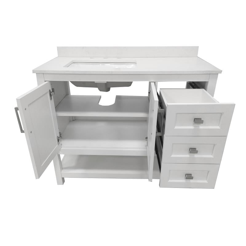Vega 42 Inch Bathroom Vanity with Sink Open Shelf and 3 Drawers By Flash Furniture | Bathroom Accessories | Modishstore - 6