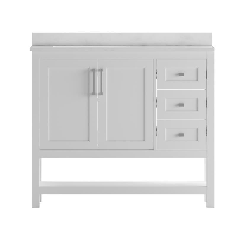 Vega 42 Inch Bathroom Vanity with Sink Open Shelf and 3 Drawers By Flash Furniture | Bathroom Accessories | Modishstore - 2