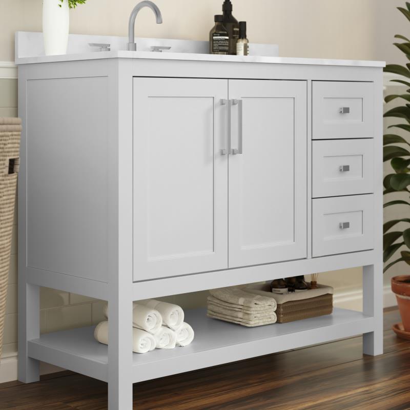 Vega 42 Inch Bathroom Vanity with Sink Open Shelf and 3 Drawers By Flash Furniture | Bathroom Accessories | Modishstore - 10
