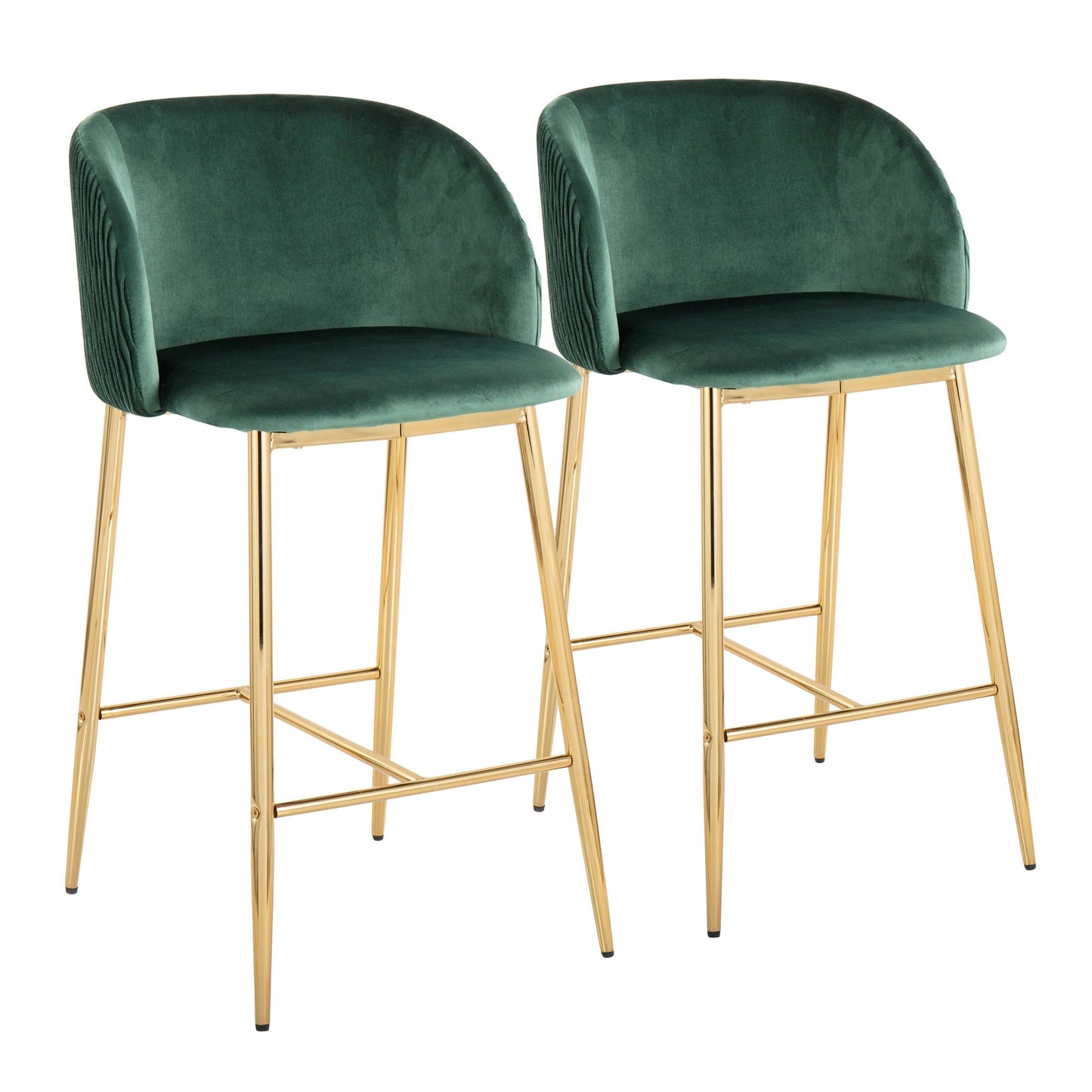 Fran Pleated Waves Fixed-Height Counter Stool - Set of 2 By LumiSource - B26-FRANPLTWVV AUGN2 | Counter Stools | Modishstore