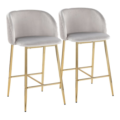 Fran Pleated Waves Fixed-Height Counter Stool - Set of 2 By LumiSource - B26-FRANPLTWVV AUGN2 | Counter Stools | Modishstore - 7