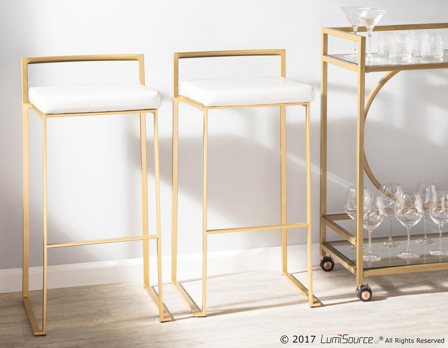 Fuji Stacker 30" Fixed-Height Barstool - Set of 3 By LumiSource - B30-FUJIPU AUBK3 | Bar Stools | Modishstore - 11